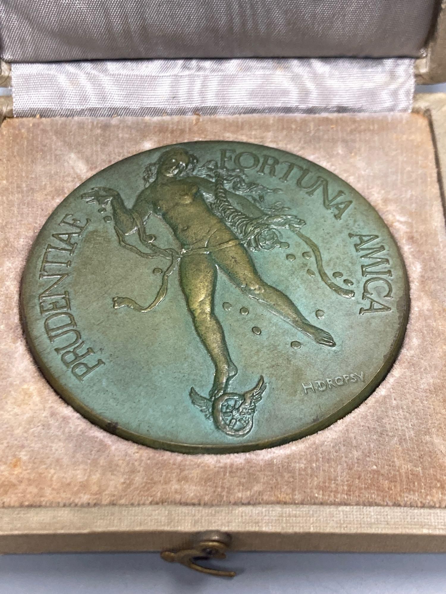 Henri Dropsy designed bronze medal 1959, in presentation case